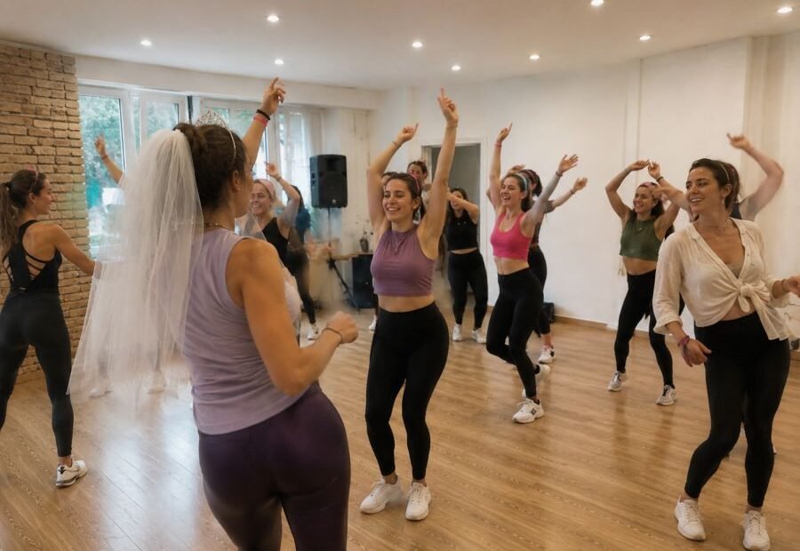 Cours de danse EVJF paris - groupe d'amies avec la mariée